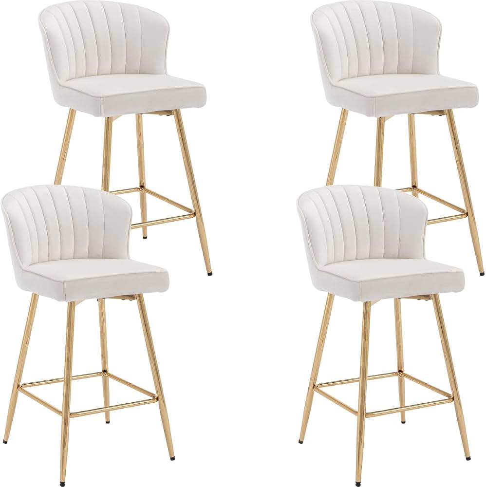 EALSON Counter Height Bar Stools Set of 4 Modern Bar Chairs with Back Velvet Upholstered Barstool... | Amazon (US)
