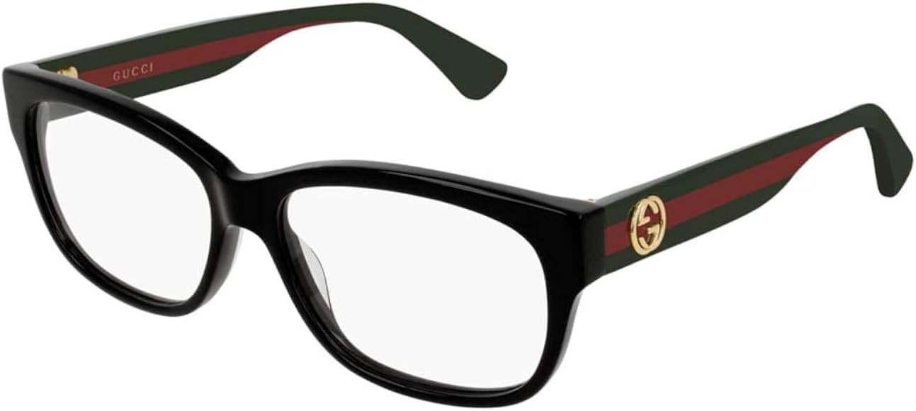 Gucci GG 0278O 011 Black Plastic Rectangle Eyeglasses 55mm, 55-15-145 | Amazon (US)