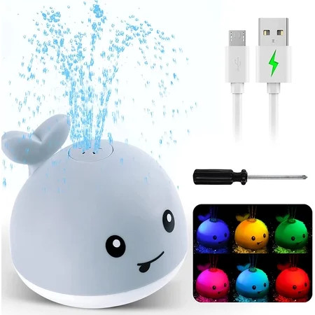 FACI Baby Bath Toys 1500 mAh Rechargeable Bath Toys with Double Layer Waterproof Light Up Whale Spra | Walmart (US)