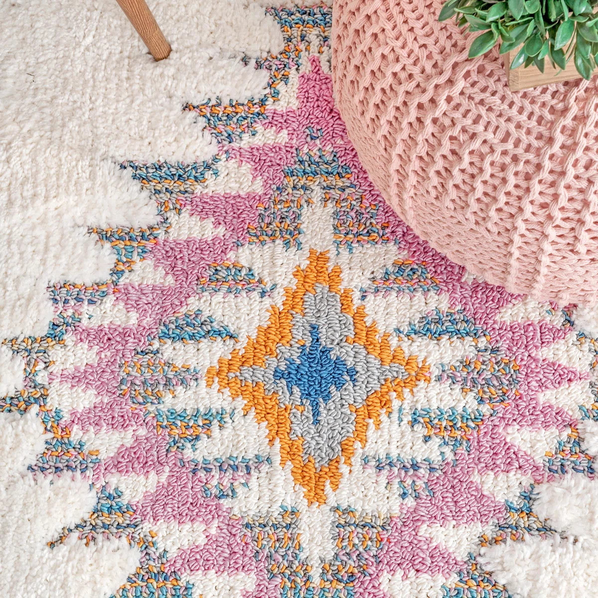 Higginson Diamond Shag Performance Ivory Rug | Wayfair North America