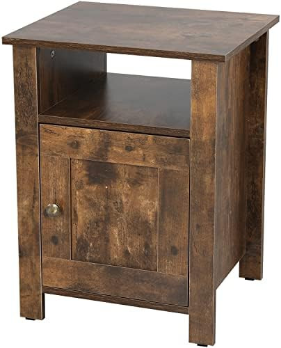 Elangst Industrial Nightstand with Storage Cabinet & Open Shelf, Side End Table for Bed, Couch, Easy | Amazon (US)