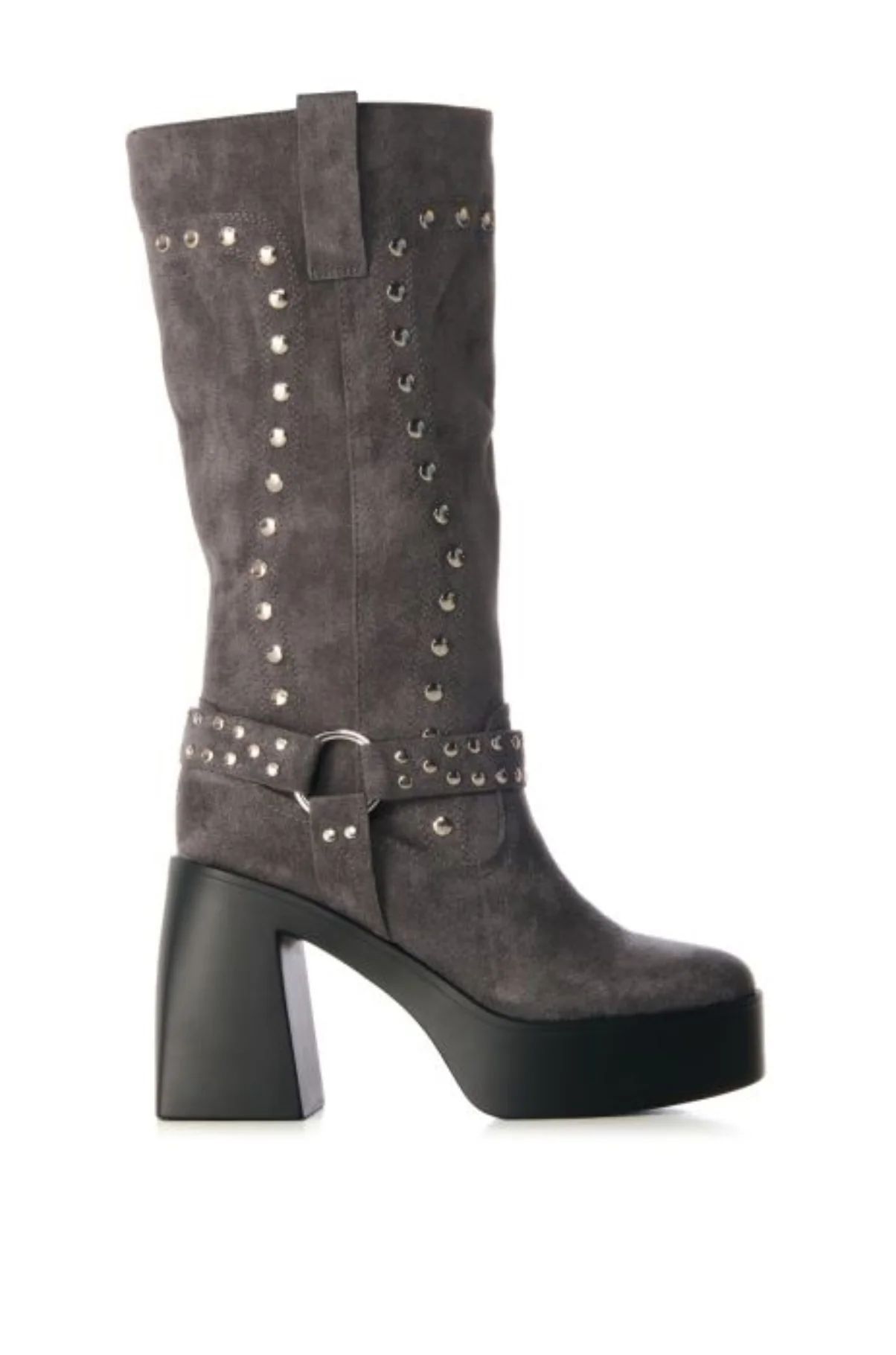 MUNA-GRAY WESTERN CHUNKY BOOT | Azalea Wang