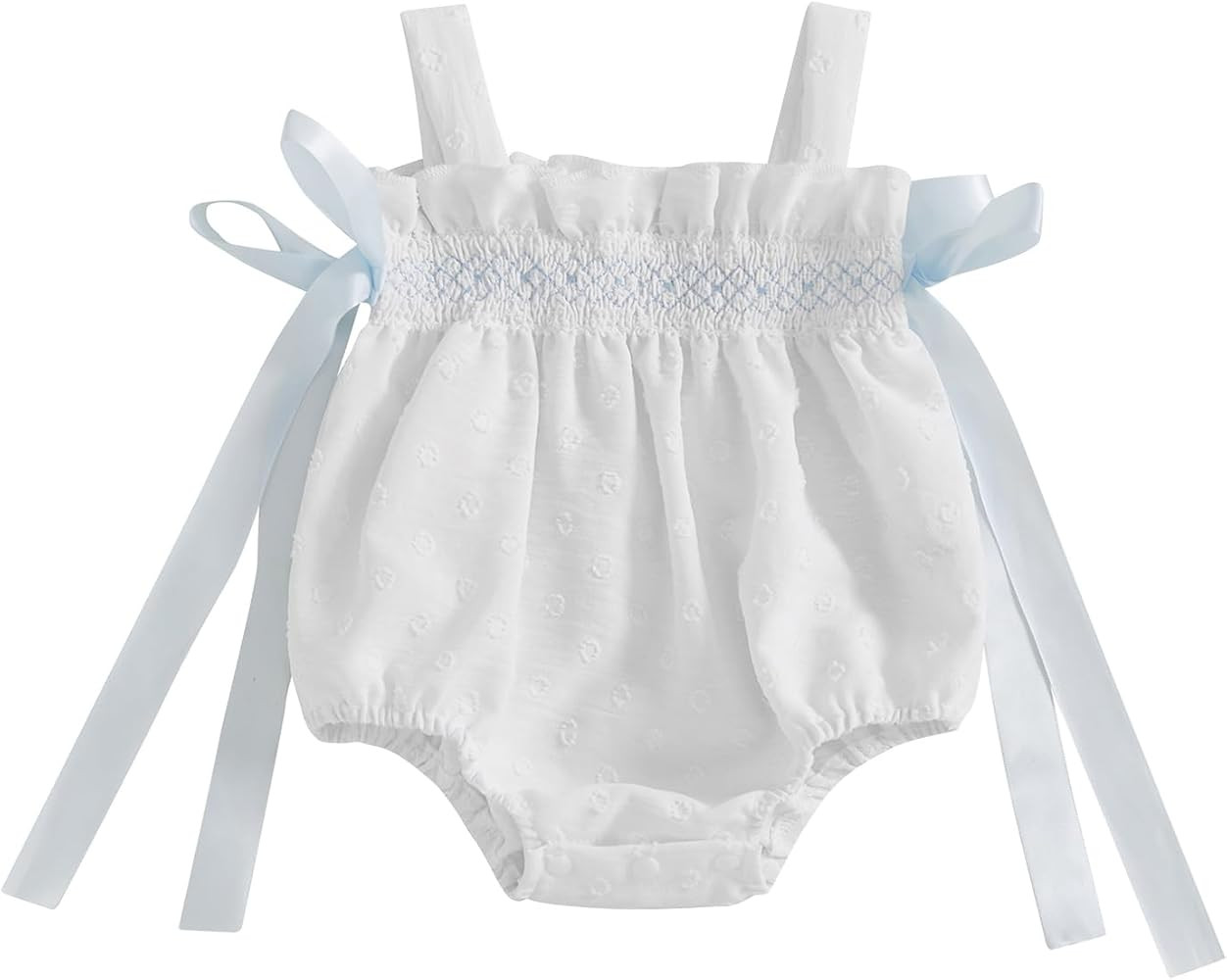 Newborn Baby Girl Summer Outfits Sleeveless Floral Jacquard Suspender Romper with Satin Bow Cute ... | Amazon (US)