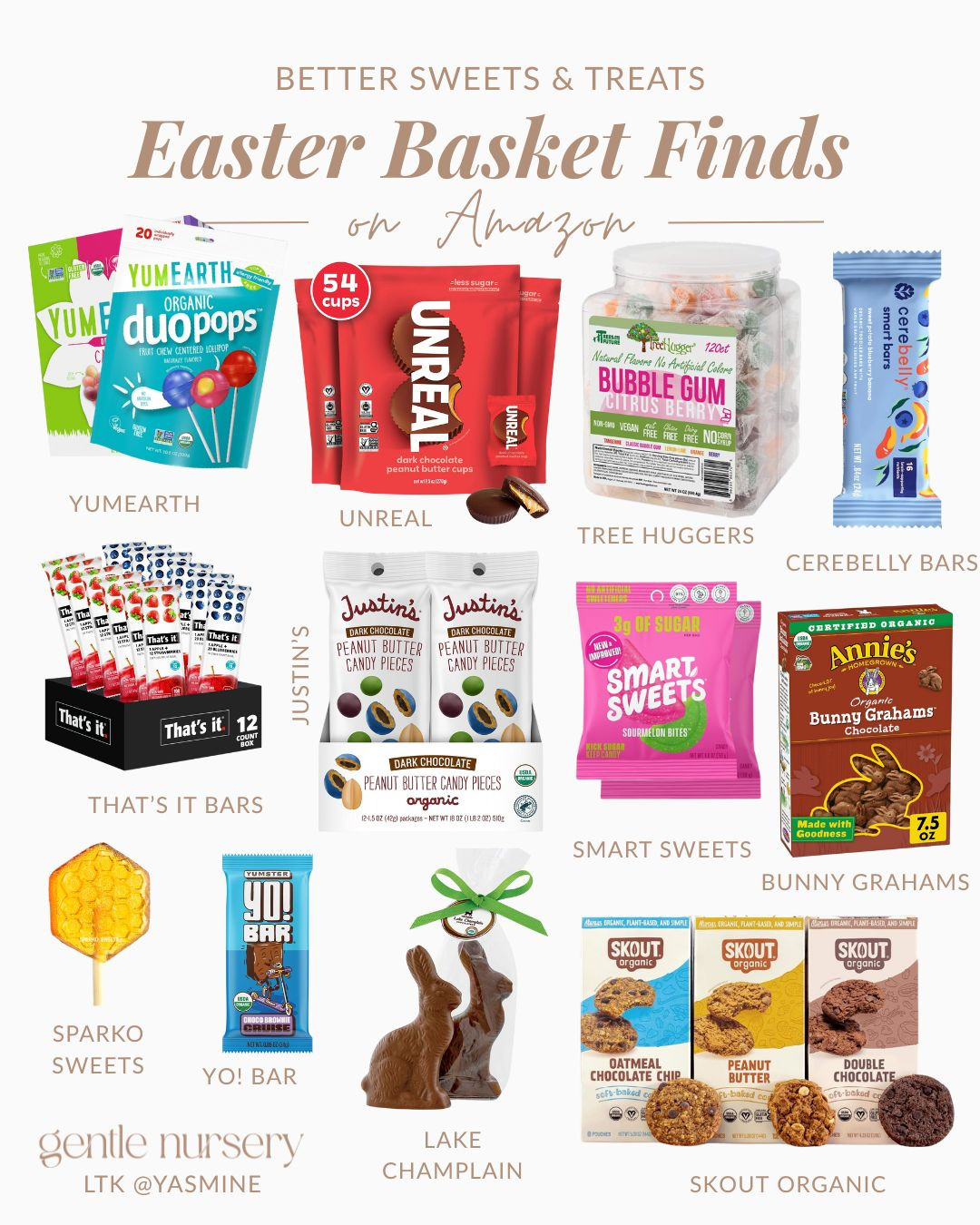 Looking for healthier sweet treats for your little one’s Easter basket? Here are some of my favorite brands of healthier chocolates, organic candy, and better-made sweets  

#LTKKids #LTKBaby #LTKSeasonal