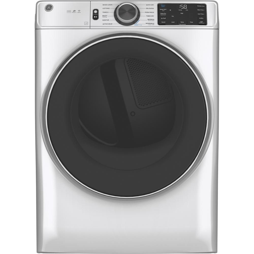 7.8 cu. ft. Smart 240-Volt White Stackable Electric Vented Dryer with Steam and Sanitize Cycle, E... | The Home Depot