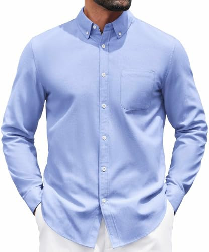 COOFANDY Mens Blue Dress Shirts Long Sleeve Work Shirts Casual Button Down Shirt | Amazon (US)