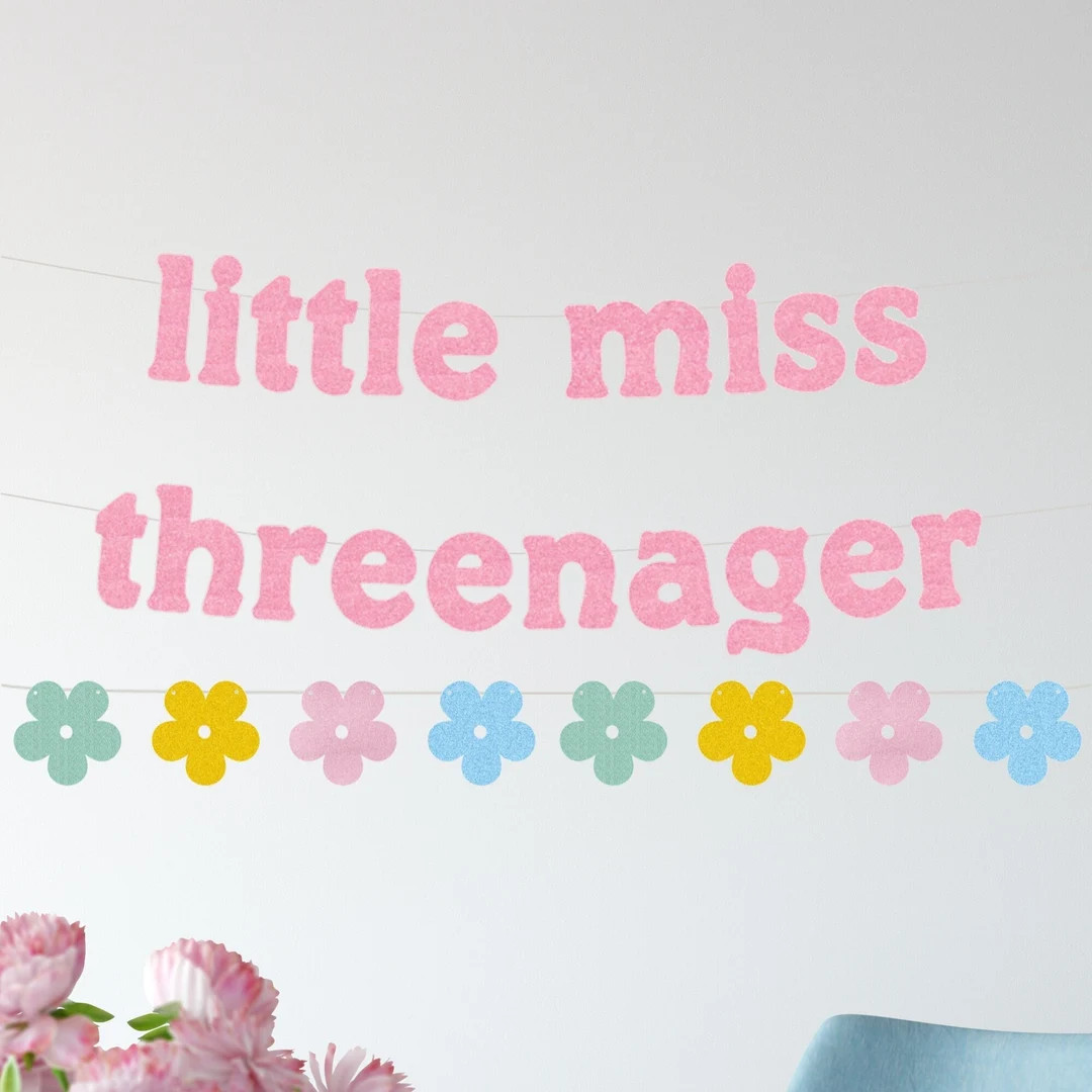 Threenager Birthday, Little Miss Threenager Banner, Threenager Birthday Sign, Threenager Party De... | Etsy (US)