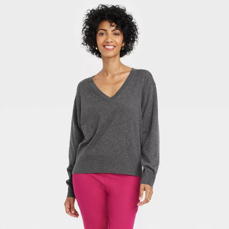 Women's Fine Gauge V-Neck Sweater - A New Day™ | Target