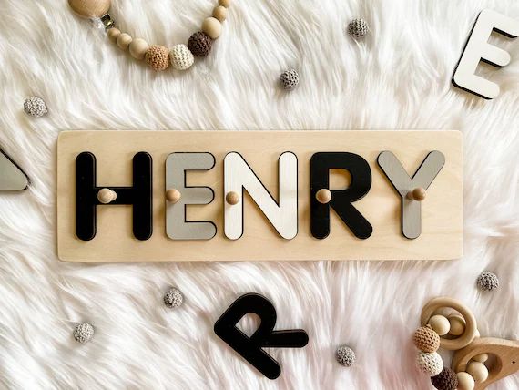 Personalized Baby Name Puzzle, Nursery Room Decor, Wooden Kids Name Jigsaw Puzzle, Baby shower Fi... | Etsy (US)