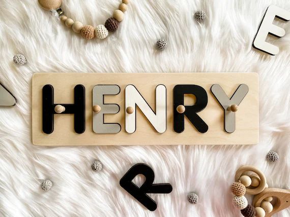 Personalized Baby Name Puzzle Nursery Room Decor Wooden Kids | Etsy | Etsy (US)