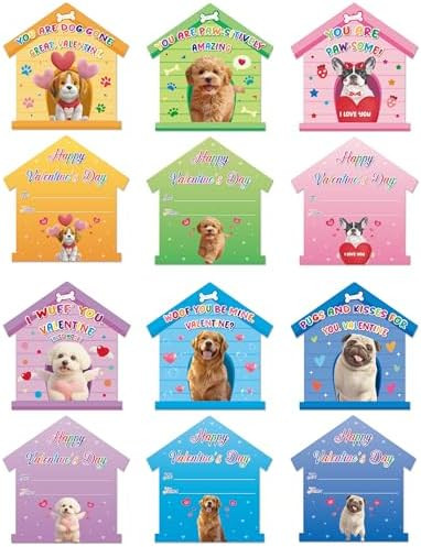 30 Set Dogs Valentine's Day Cards Mini Valentines Day Cards for Kids School Cute Pet Dog valentin... | Amazon (US)