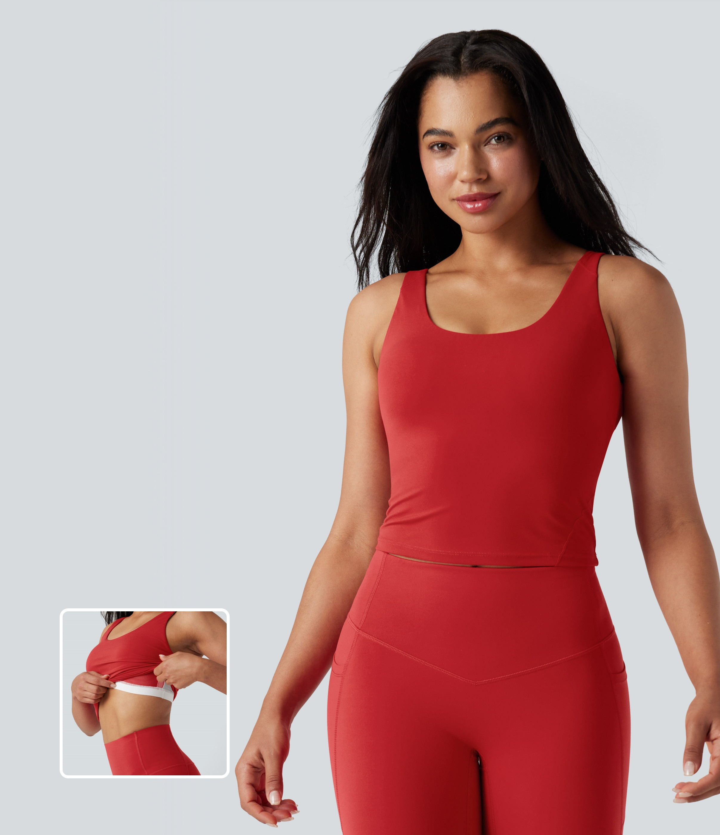 Halara Halara UltraSculpt™ U Neck Training Tank Top Tank Top - Aura Orange - XL golf tops halter top tunic tops sleeveless tops backless top | HALARA