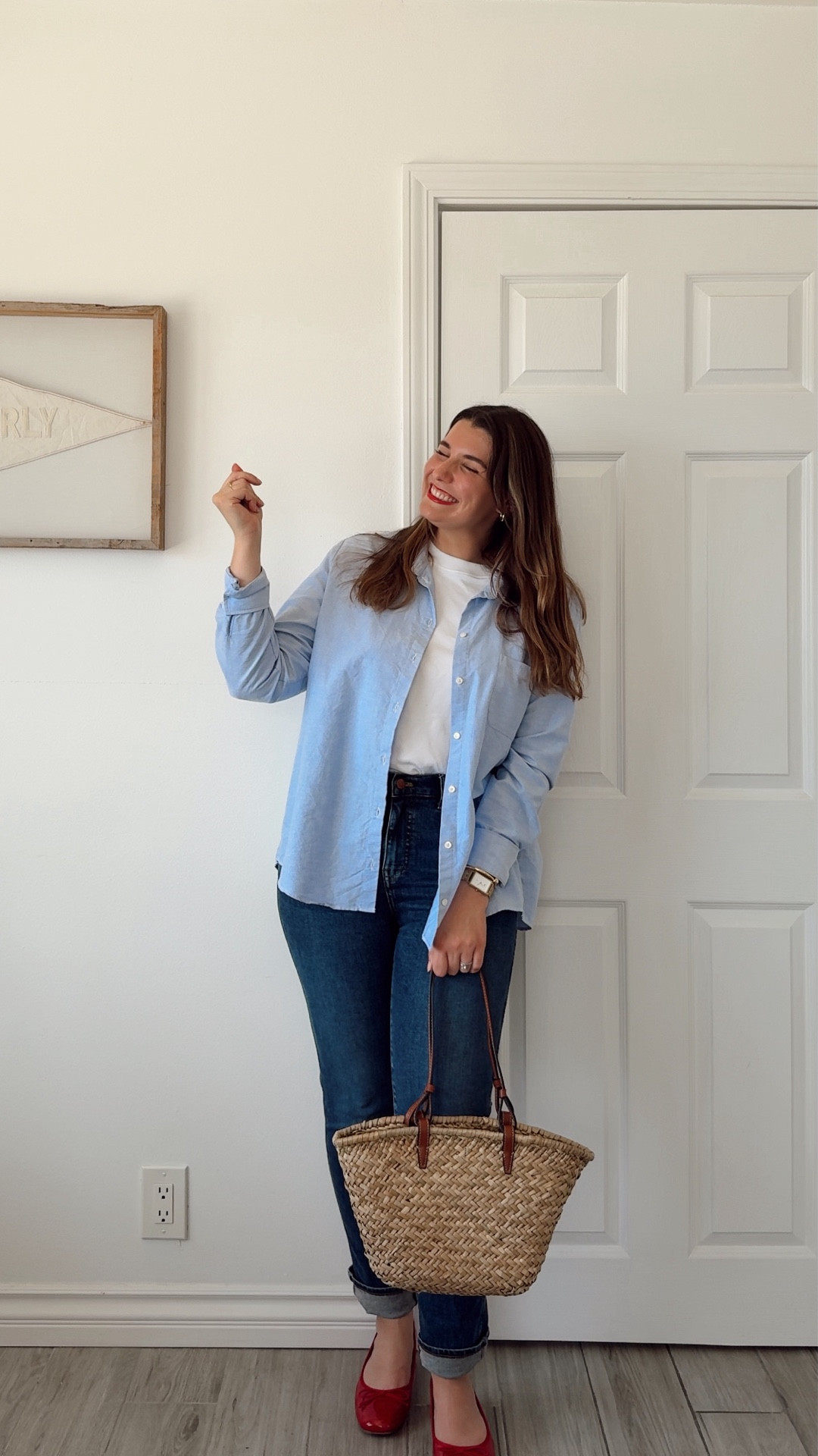 Say bonjour to a new series where I bring one of my style guides to life using pieces from my own wardrobe! ✨

I originally started making these guides as a way to get inspired and figure out which pieces I actually needed to create outfits I love! And now I’m styling them in real life, starting with this look: a blue button-down, white tee, classic denim, and a bold red flat! With 4th of July coming up, it felt like a fun little French-American twist 🇫🇷🇺🇸

✨ Have a favorite style guide from Maéva you’d love to see come to life? Feel free to DM me or comment with your pick, I’ll do my best to recreate it!

❤️ Adore this look? Comment SHOP to receive a DM with the link or head to the link in bio to shop the looks & more!

👉 Save & Follow to discover French-inspired style and wardrobe tips, designed to elevate your everyday fashion!

With Amour, M.  
#frenchstyle #ootd #styleguide #parisianstyle #effortlessstyle #capsulewardrobe 

#LTKSeasonal #LTKShoeCrush #LTKStyleTip