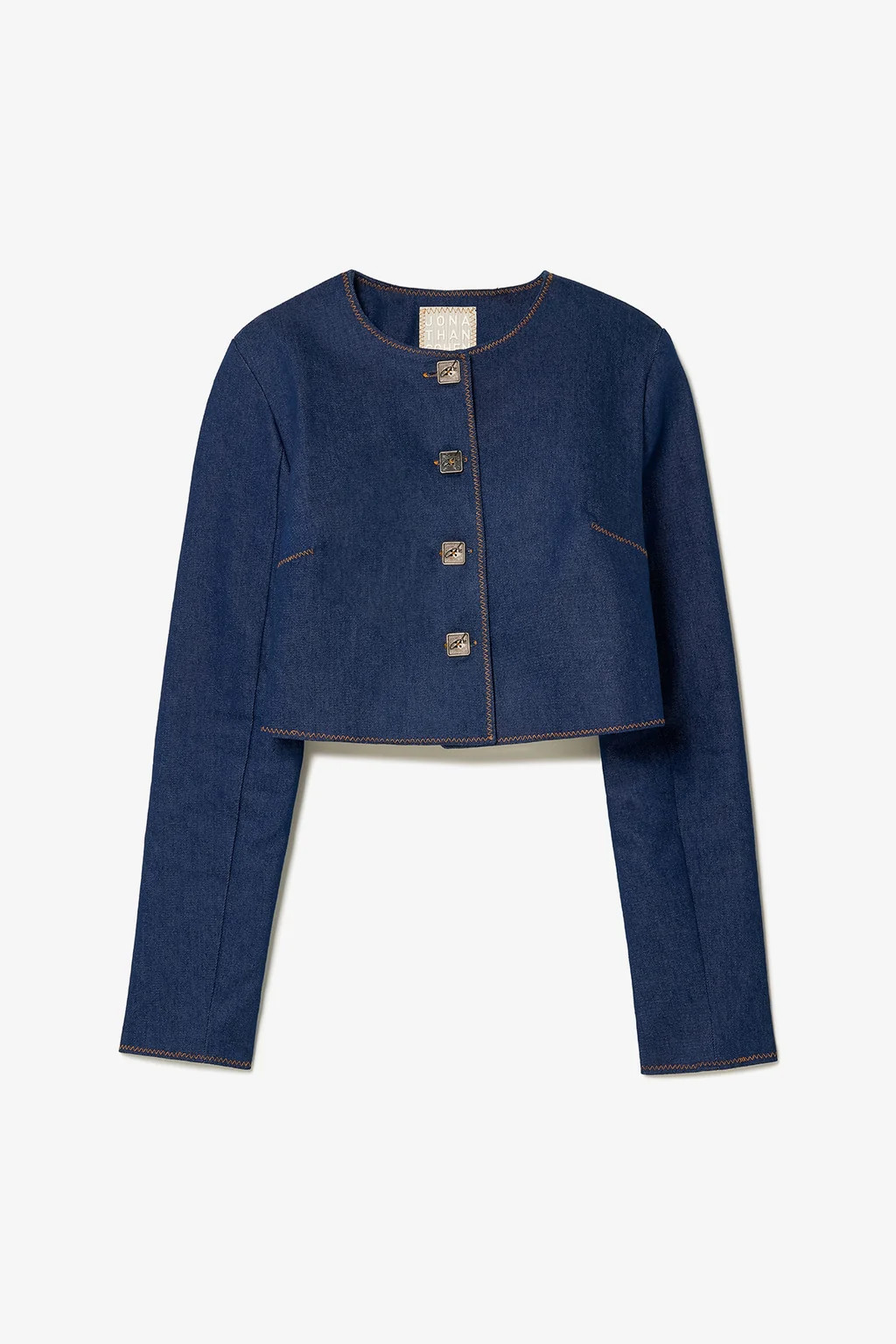 Gloria Cropped Jacket In Blue Denim | Larroude