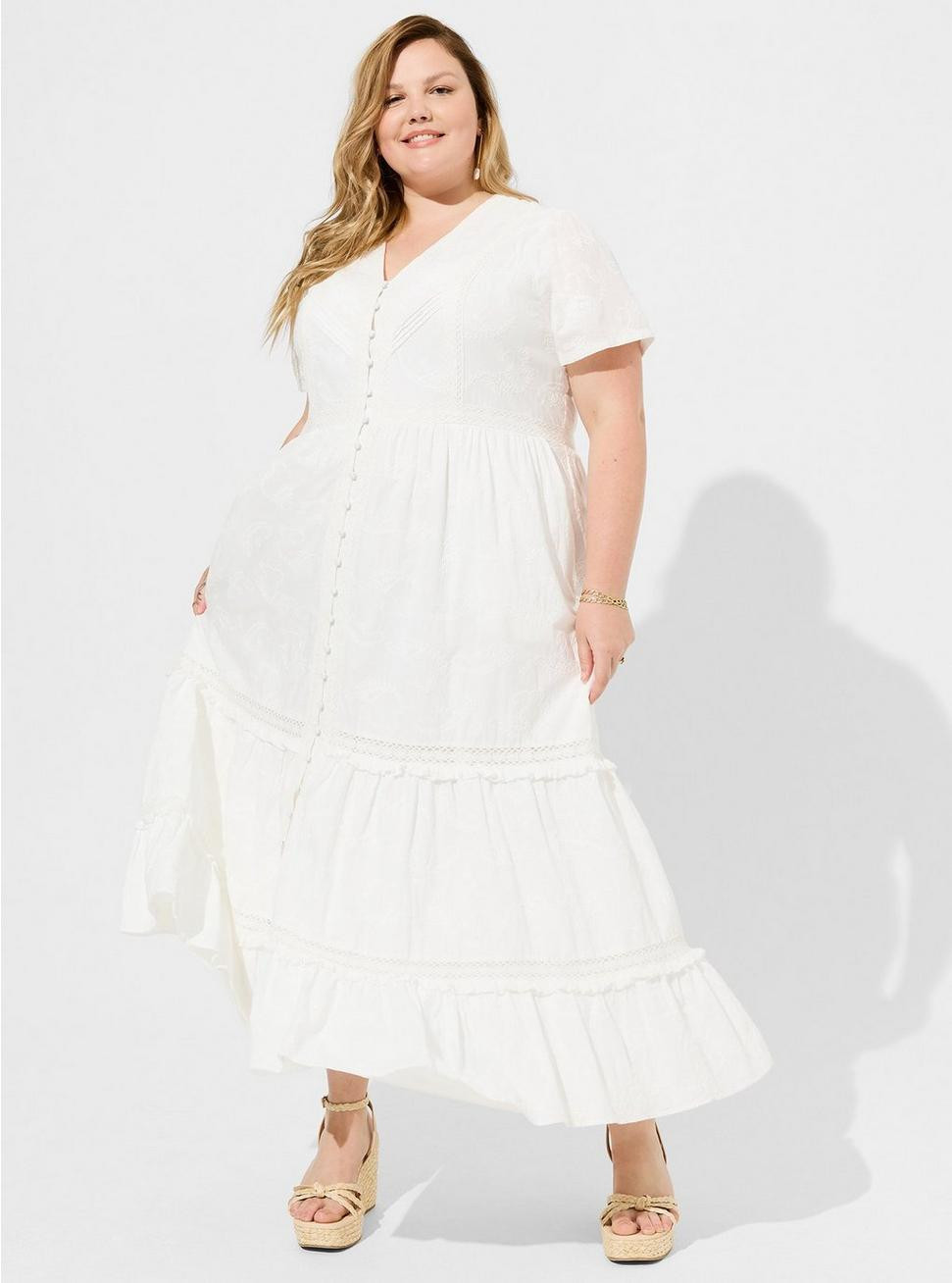 Festi Maxi Cotton Voile Crochet Detail Dress | Torrid (US & Canada)