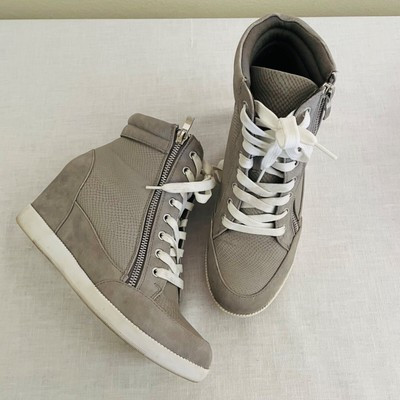 The Cool Girl Gray Wedge Sneakers Size 8 High Top Booties with Zipper by JustFab | eBay US