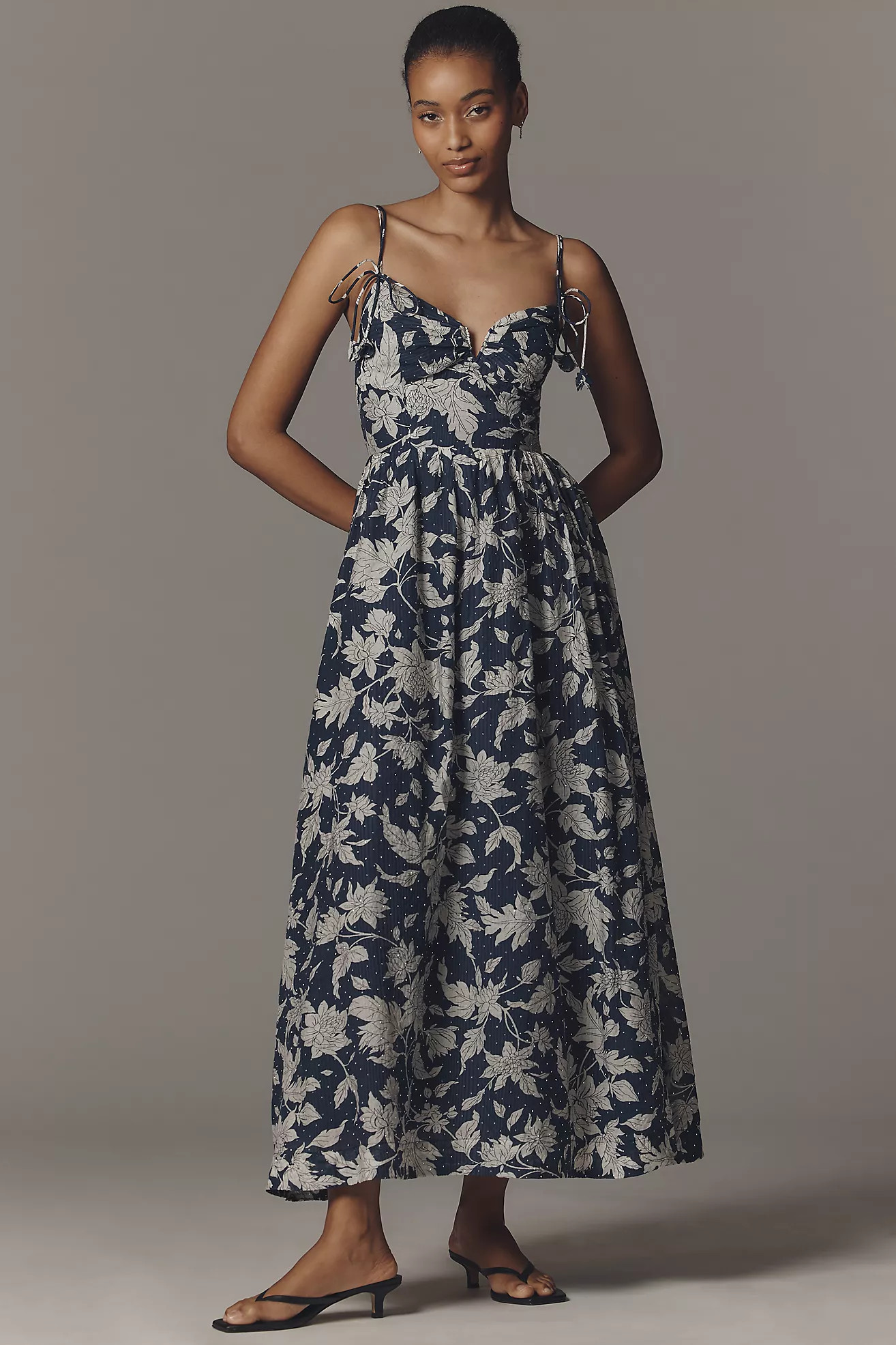 En Saison Madeline V-Neck A-Line Midi Dress | Anthropologie (US)