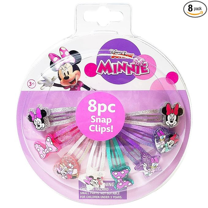 Disney Minnie Kids Hair Clips for Girls Snap Clips 8 Pack Multi Color Ages 3+ | Amazon (US)