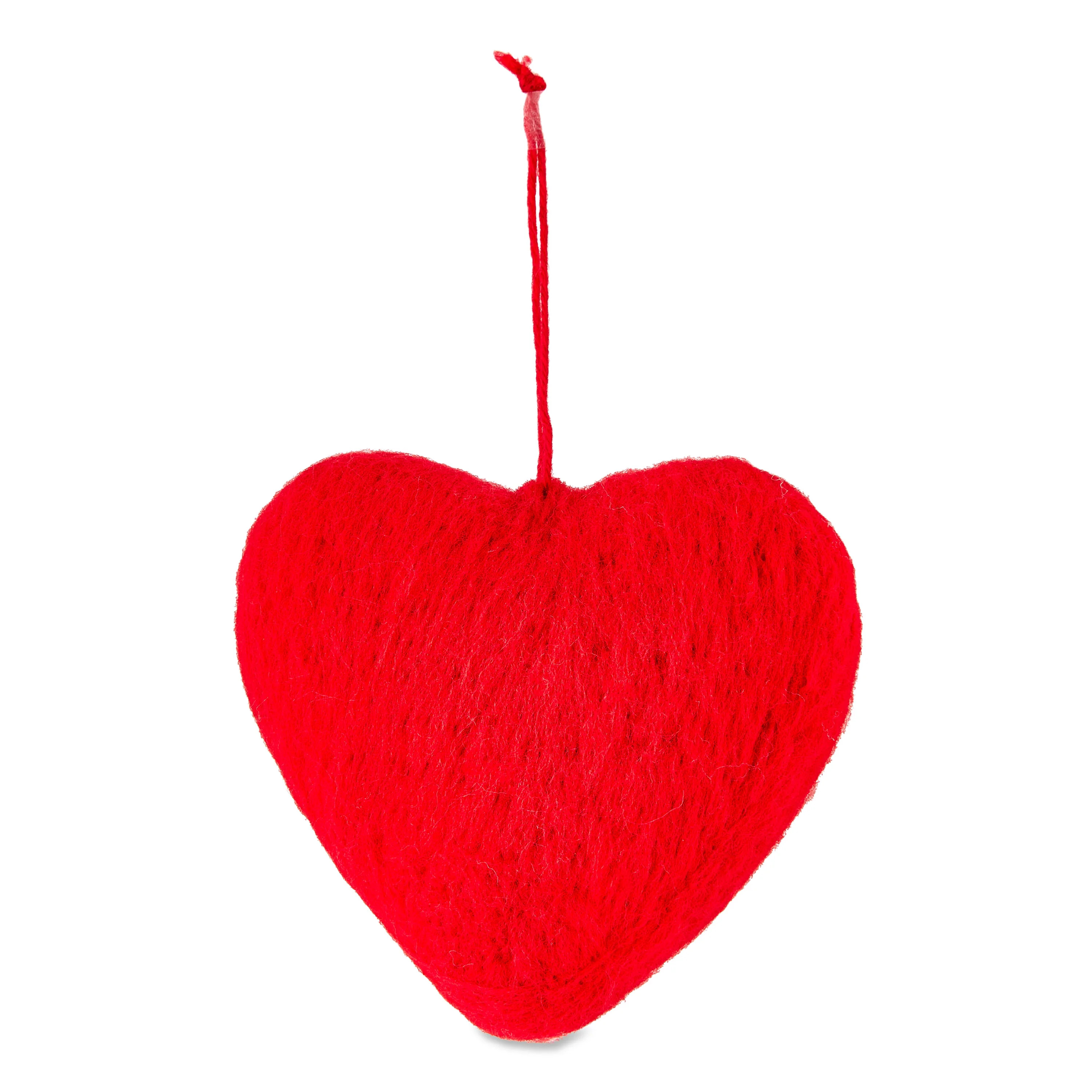 Way To Celebrate Valentine Red Fabric Heart Ornament Hanging Decor | Walmart (US)