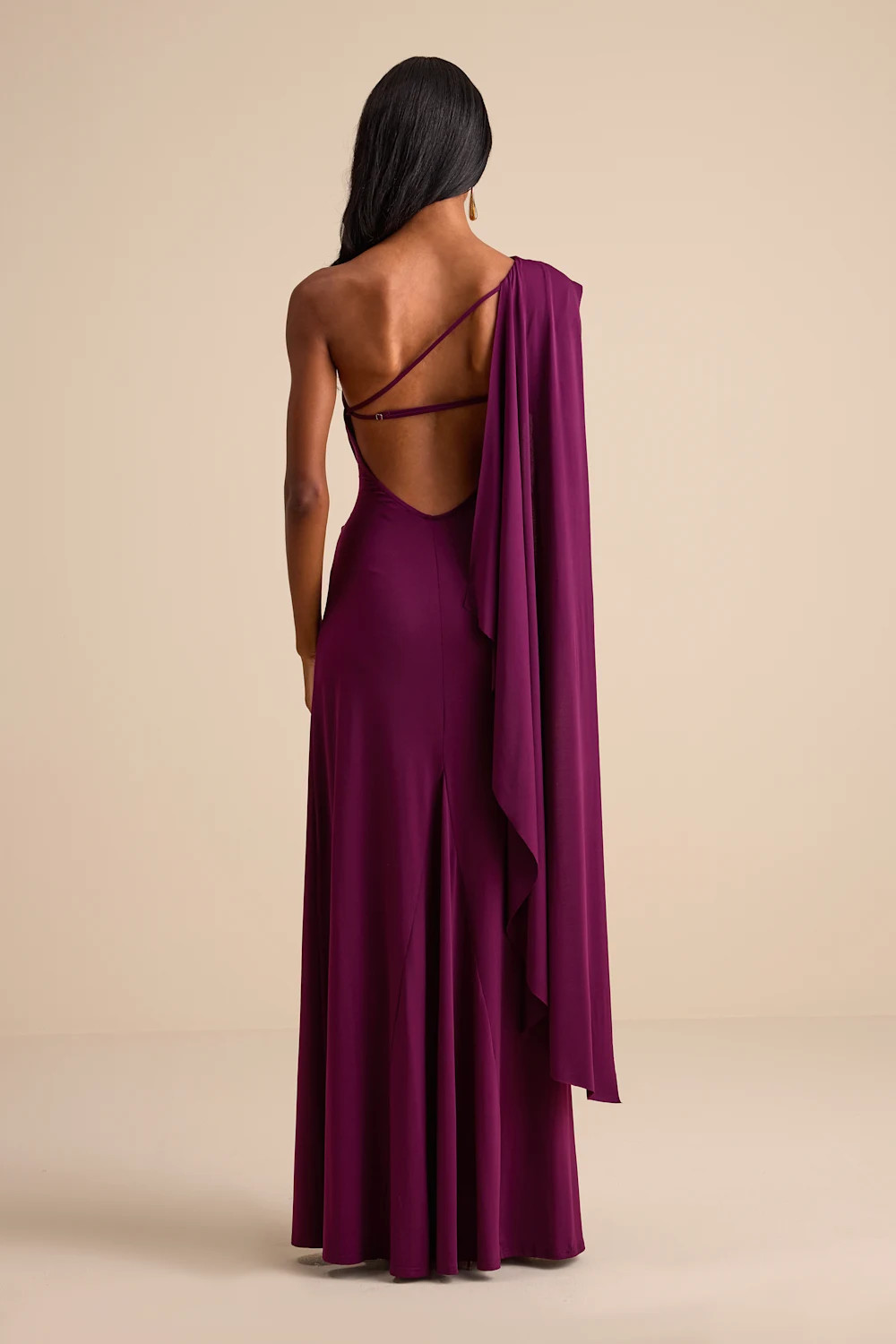 Maru Plum Purple Long Sleeve One-Shoulder Sash Maxi Dress | Lulus