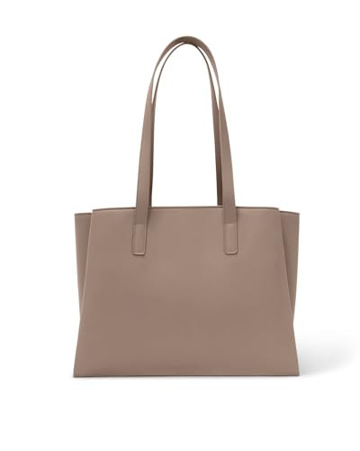 Work Tote Bags for Women 14 Inch - Work Bag Laptop Bag with Zip Compartments - Large PU Leather Office Purse Computer Briefcase - Taupe | Amazon (US)