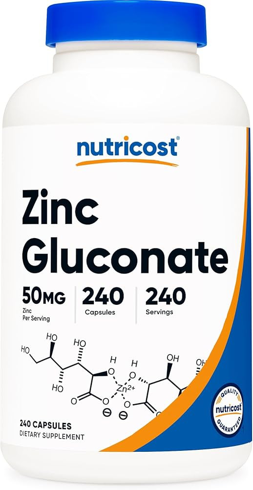 Amazon.com: Nutricost Gluconato de zinc 240 cápsulas vegetarianas (50 mg), sin gluten y sin OMG ... | Amazon (US)