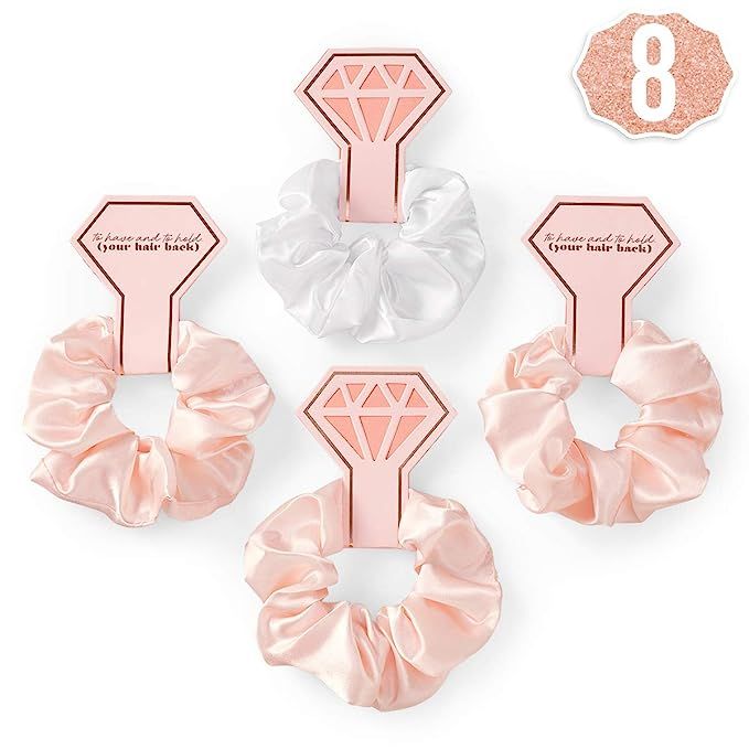 xo, Fetti Bachelorette Party Hair Tie - 8 Silk Scrunchies | Rose Gold Bridal Shower Gift Decorati... | Amazon (US)
