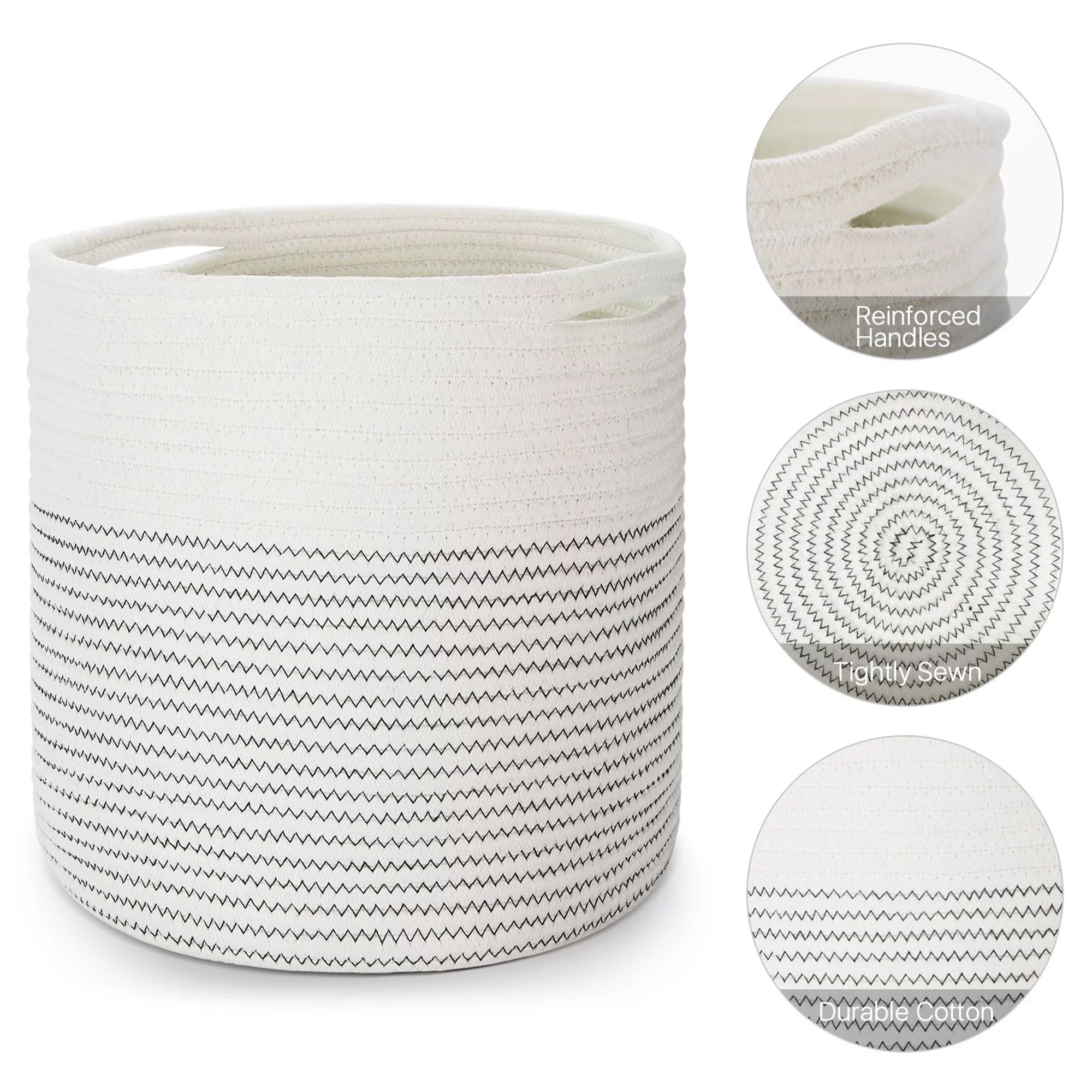 YOUPINS Nesting Cotton Rope Storage Basket Set, 3Pcs Shelf Storage Basket, Storage Container in t... | Walmart (US)
