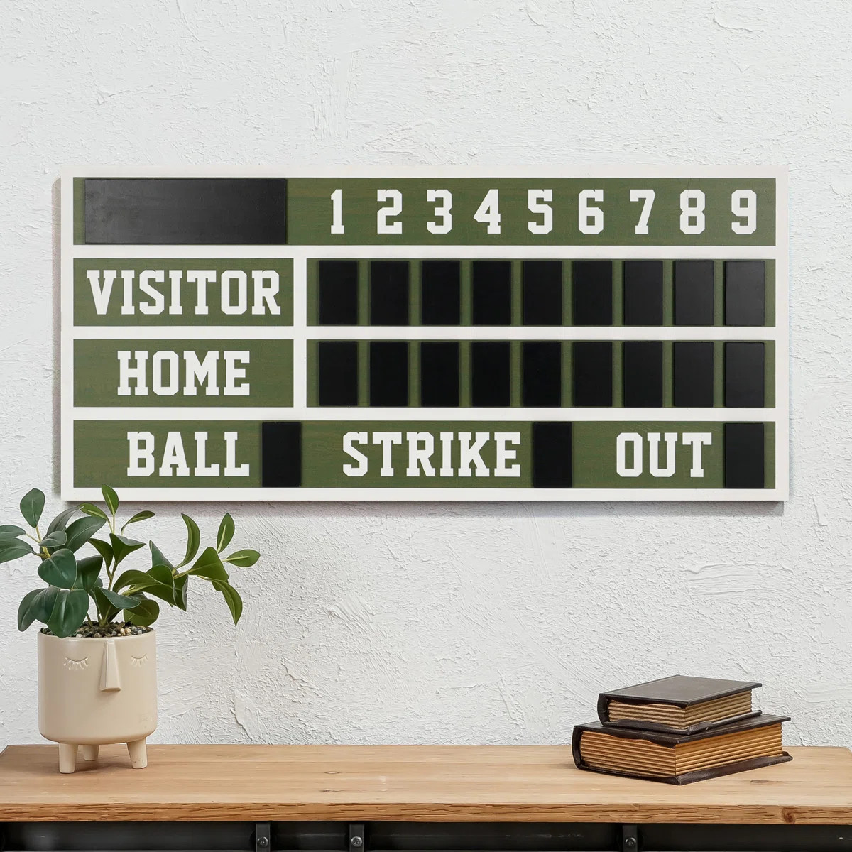 This Baseball Scoreboard Sign Wood Wall Decor features a slightly distressed look and classic Ame... | Wayfair North America