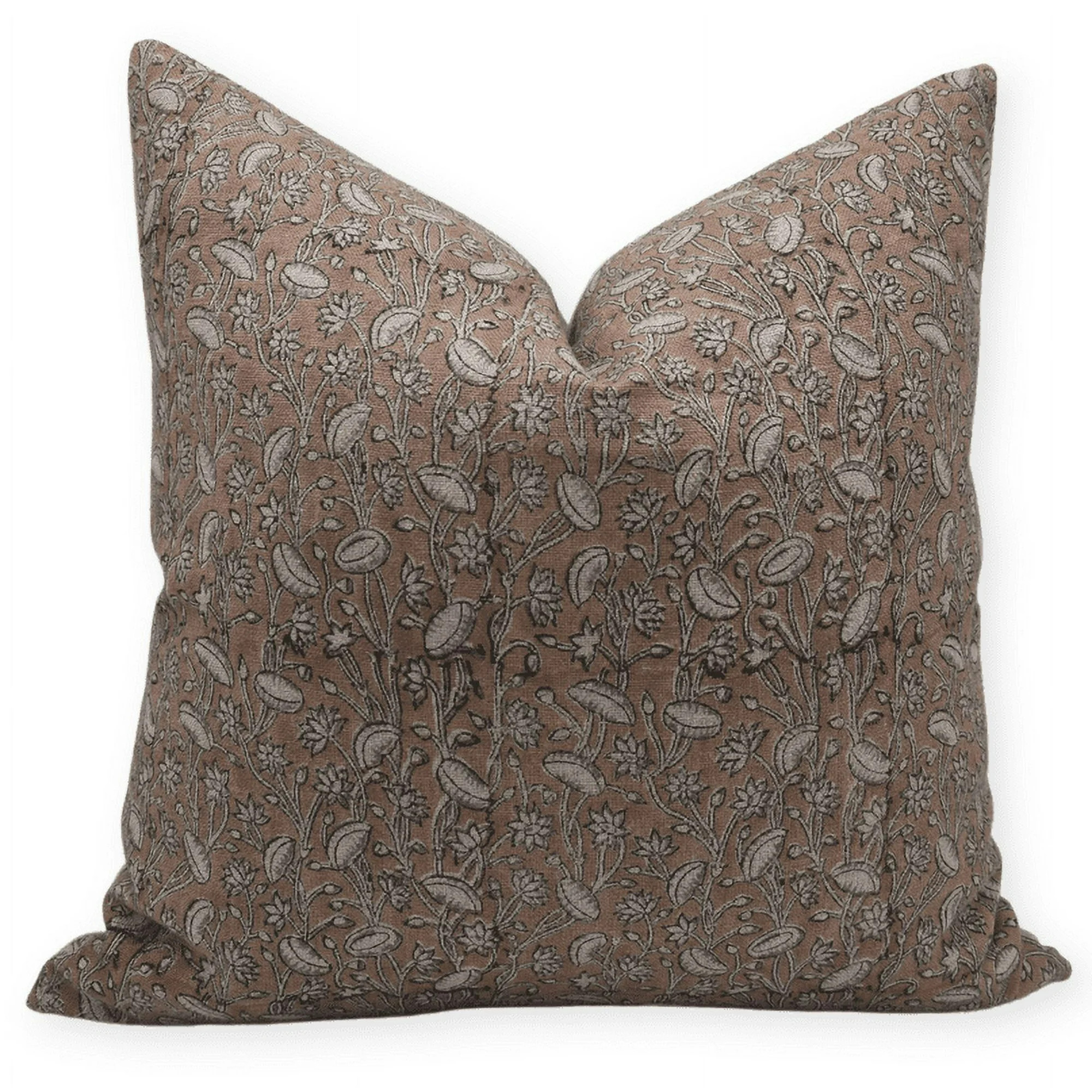 Fabdivine Block Print Throw Pillow Cover, 20x20 Inch Thick Linen Decorative Pillowcase, Floral Bo... | Walmart (US)