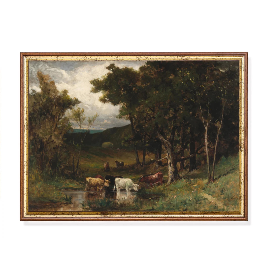 19th Century Cattle Landscape Print: Rustic Farmhouse Wall Art - Etsy | Etsy (US)