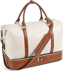 BOSTANTEN Weekender Bags for Women Leather Travel Duffle Bag Carry On Overnight Duffel with Shoe ... | Amazon (US)