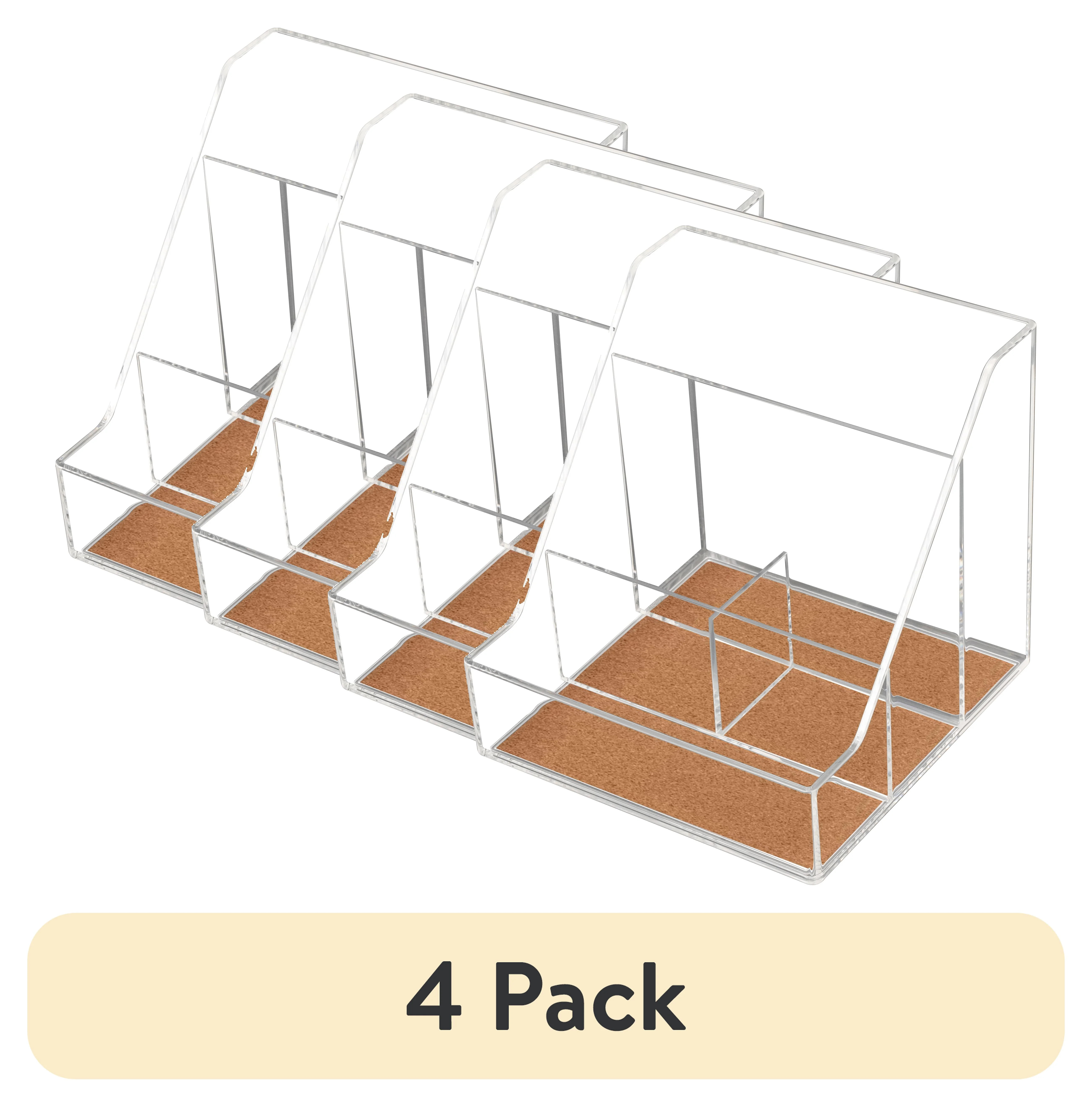 (4 pack) Pen+Gear Acrylic Cork Desktop Org with 4 Grids, Clear, 1 Pack | Walmart (US)