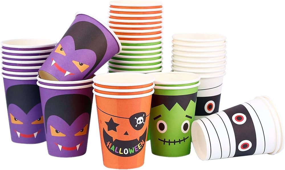 Winoo Design Halloween Cups Disposable - 40 PK - 12oz Large Cups Paper for Halloween Party Suppli... | Amazon (US)