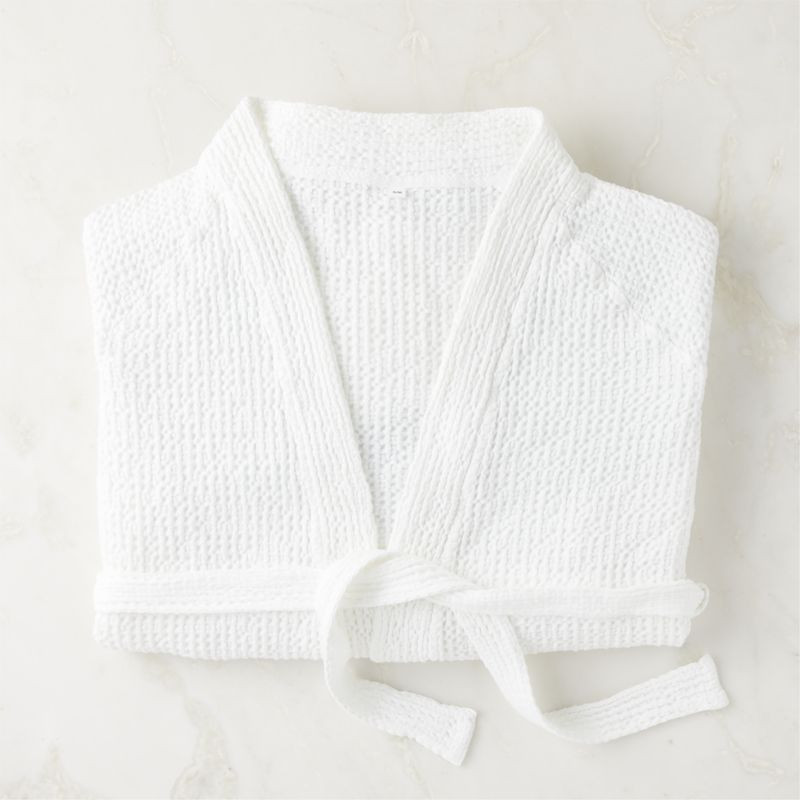 Eastind Organic Cotton White Waffle Bathrobe S/M | CB2 | CB2