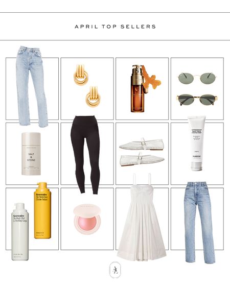 April top sellers 🤍 everything you loved most last month like my ride-or-die jeans, beauty, skincare and accessories 