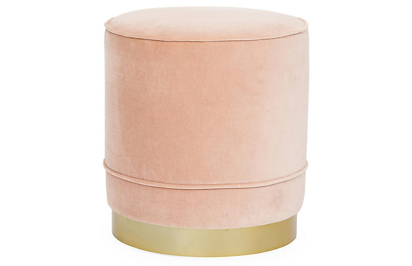 Piper Stool, Blush Velvet | One Kings Lane