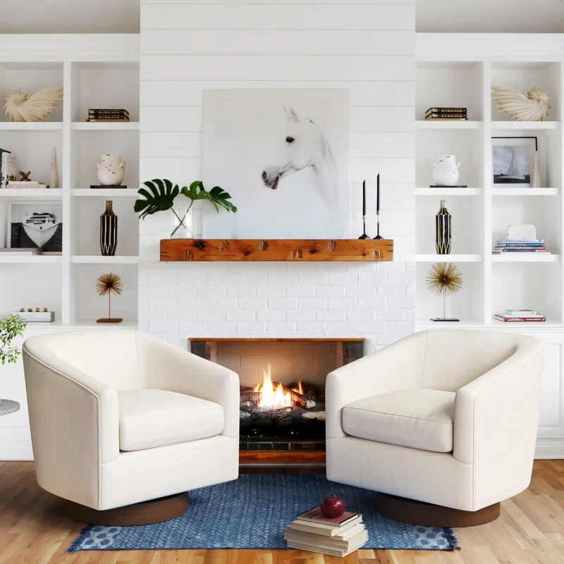 Forno Upholstered Swivel Barrel Chair With Wood Base | Wayfair North America