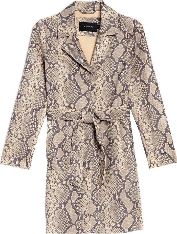 Emmy Snake Print Faux Suede Trench Coat | Nordstromrack | Nordstrom Rack