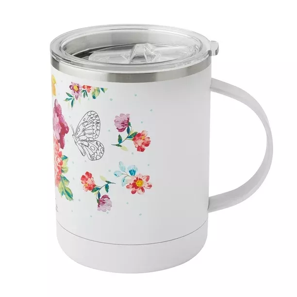 PIONEER WOMAN 24 Oz Breezy Floral Insulated Stainless Tumbler Lid & Straw