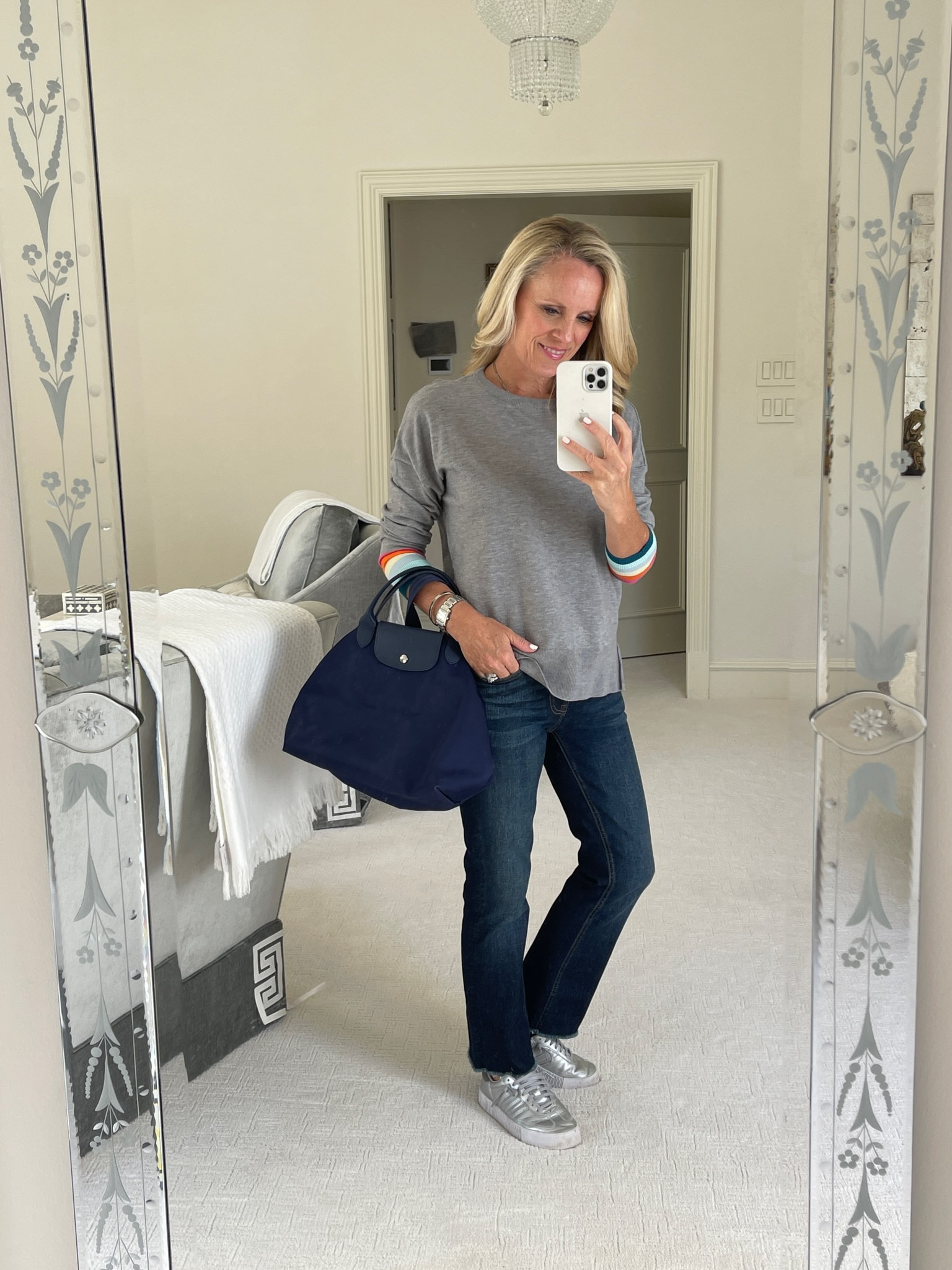Striped sweatshirt and jeans 

#LTKshoecrush #LTKstyletip #LTKSeasonal