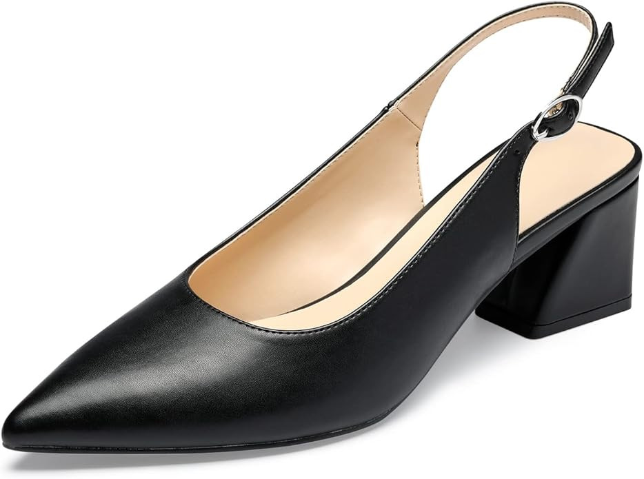 GENSHUO Women's Slingback Closed Toe Block Chunky Low Heel Pumps - 2.36 Inches Office Wedding Par... | Amazon (US)