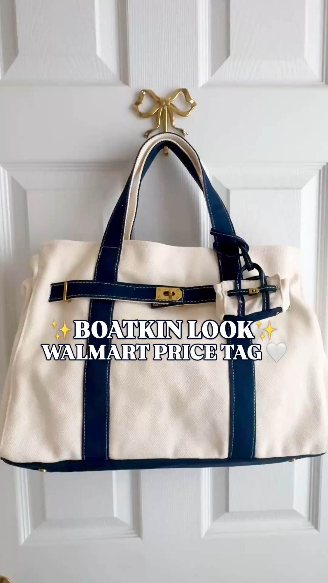 Boatkin look | Walmart canvas tote | Free Assembly bag | preppy work tote | designer bag look for less

Boatkin look, Walmart price tag, and I’m sorry, but the tiny matching tote charm may be the detail that sent me completely over the edge.

Free Assembly took the classic cotton canvas boat tote and gave it the structured, belted silhouette of a designer handbag. The natural canvas, navy contrast trim, horizontal front belt and gold-tone buckle deliver that collected heritage-prep look that is everywhere right now, for a much friendlier price on Walmart.

It is 100% cotton canvas with a spacious interior, magnetic snap closure and comfortable nine inch handle drop. The substantial east-west silhouette has room for everything you carry through a full day while still looking polished enough to anchor the outfit.

Use it as a work tote, teacher bag, travel carry on, everyday handbag or weekend carryall. The navy and natural color combination works beautifully with denim, stripes, button-downs, sweater jackets, loafers and every preppy fall outfit currently making its way back into rotation.

And yes, the miniature canvas tote hanging from the side is every bit as delightful as it looks. A tiny Boatkin look hanging from the larger Boatkin look? Free Assembly knew exactly what it was doing.

Walmart tote bag, Free Assembly canvas tote, Boatkin look for less, Boatkin inspired bag, canvas boat tote, structured canvas handbag, belted tote bag, navy canvas tote, designer bag look for less, preppy handbag, heritage prep accessories, large work tote, teacher tote bag, travel tote bag, fall handbag trends, Walmart fashion finds

#LTKFindsUnder50 #Boatkin #WorkTote #BeachBag #PreppyStyle #LookForLess #WalmartFinds #WalmartStyle #FreeAssembly #FallFashion

#LTKSeasonal #LTKWorkwear #LTKKids