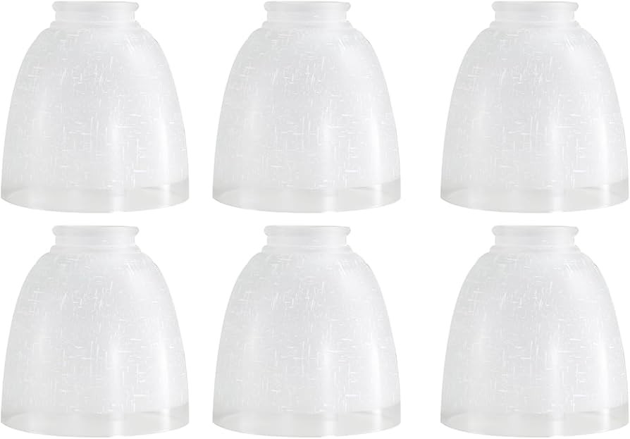 6-Pack White Linen Frosted Glass Shades, Bell Shaped Glass Shade Covers Ceiling Fan Lamp Replacem... | Amazon (US)