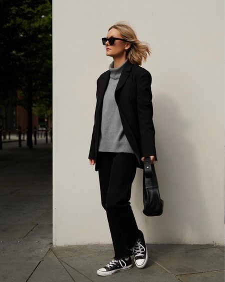Autumn style, new in , AW22, smart casual look, minimal outfit, Arket, outfit inspiration, black blazer, winter staples, grey turtleneck, black leather converse 

#LTKstyletip #LTKSeasonal #LTKeurope