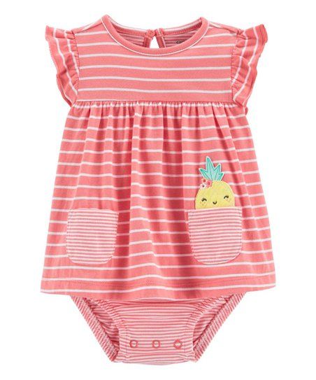 Pink Stripe Pineapple Skirted Bodysuit - Newborn & Infant | Zulily