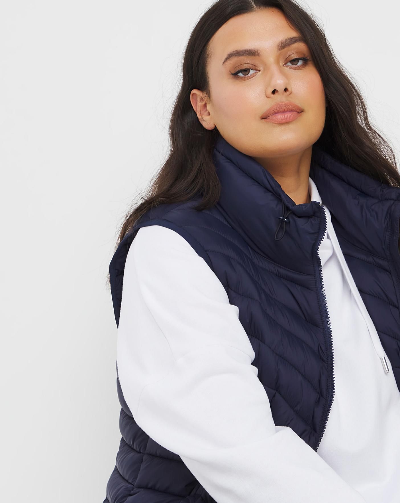 Navy Lightweight Padded Gilet with Recycled Padding | Simply Be (UK)
