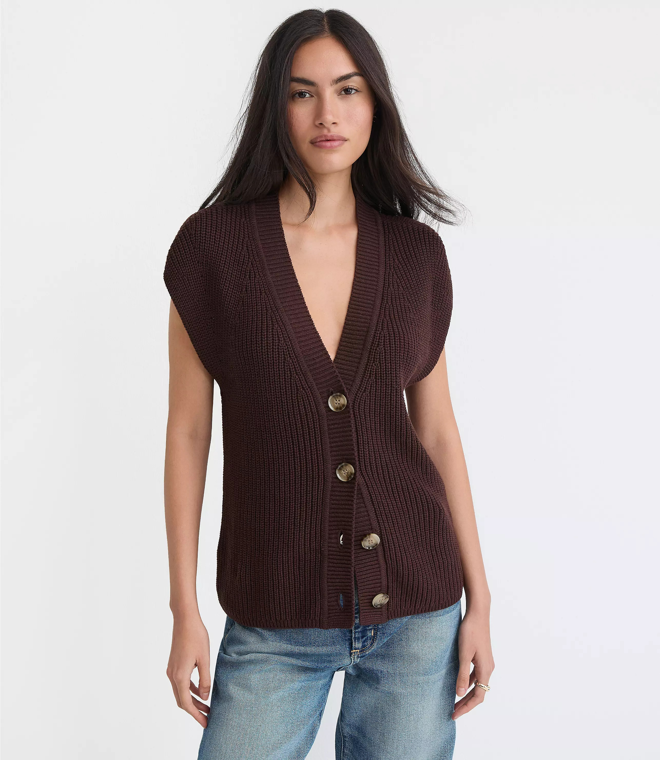 Ribbed V-Neck Sweater Vest | LOFT