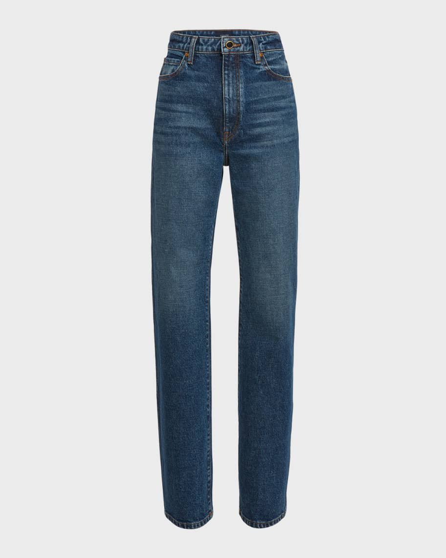 Khaite Danielle High-Rise Straight-Leg Ankle Jeans | Neiman Marcus