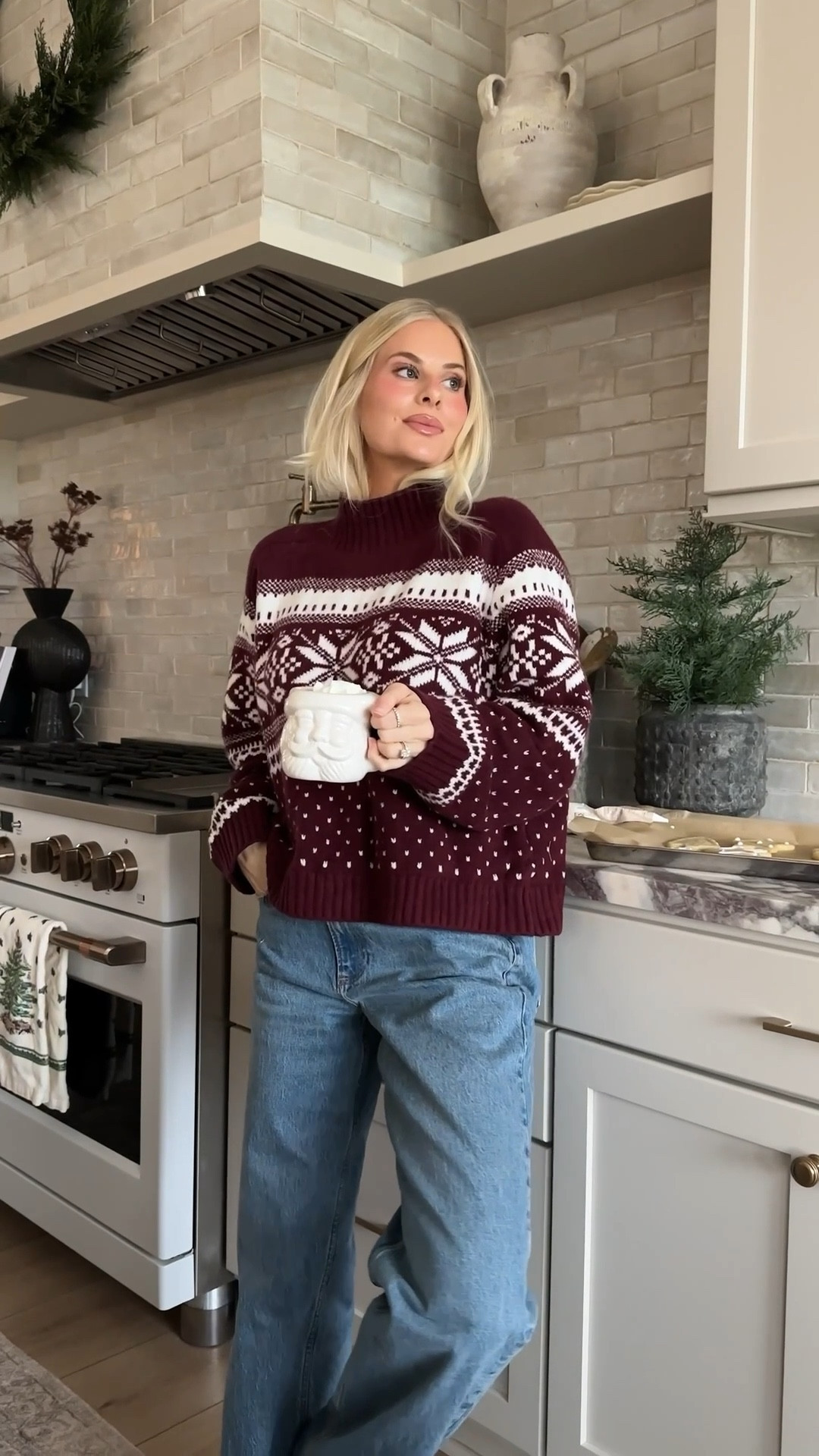 Wearing a large in sweater (for a more oversized fit), 27 long in jeans (medium with raw hem). Linking similar mugs, trees and utensil crock! #kathleenpost

Cozy home vibes, cookie baking day, home decor, Christmas decor, Christmas cookies, Christmas sweater, winter sweater



#LTKHoliday #LTKootd #LTKSaleAlert
